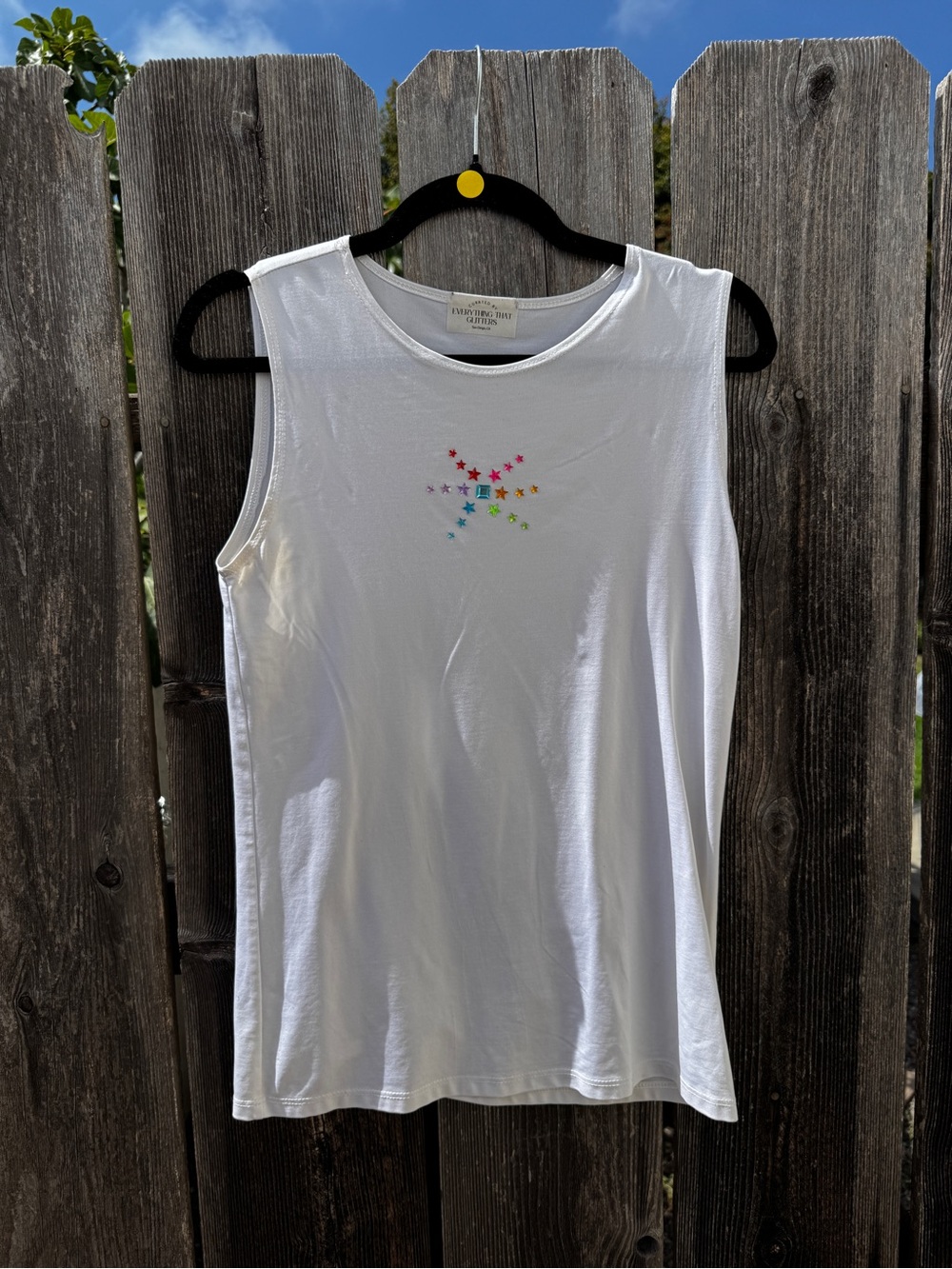 Everything That Glitters Star Tank Top Handmade Rainbow Gems